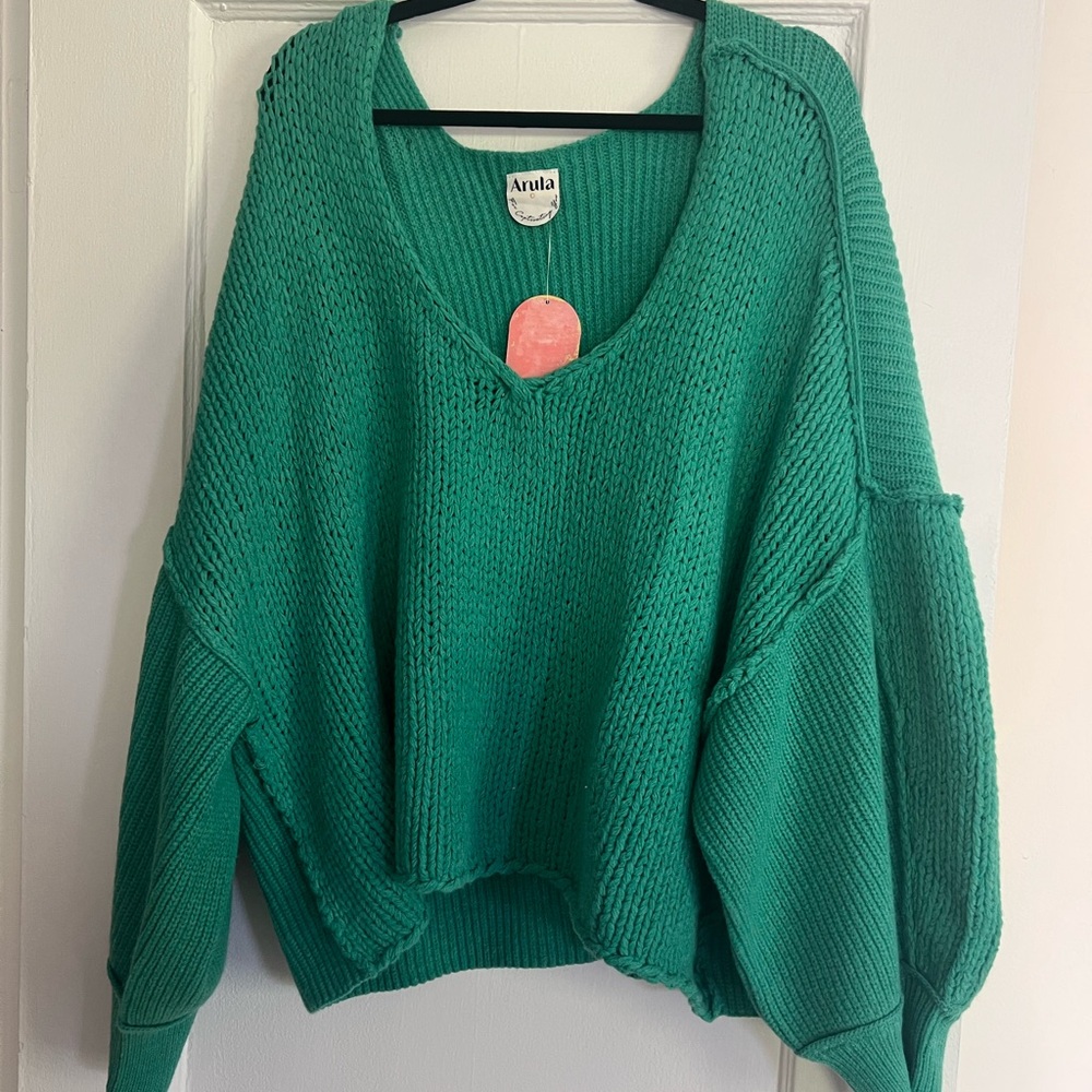 ARULA Teal V-Neck Women's Sweater